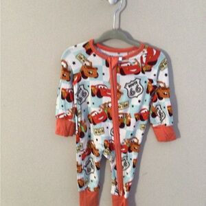 Kids One Piece with Cars Print - Orange and White